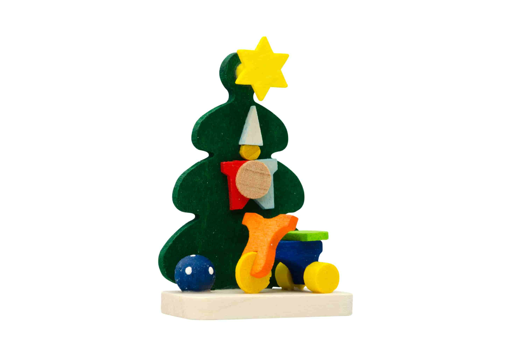 Christbaum mit Dreirad als Baumschmuck