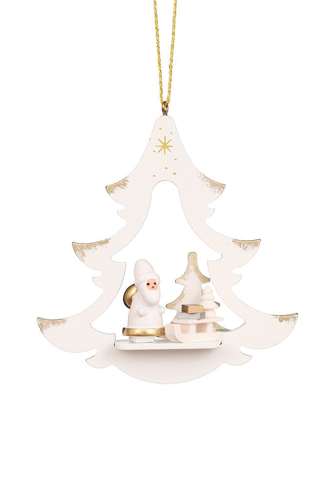 Baumbehang Baum weiß mit Weihnachtsmann - Auslaufartikel