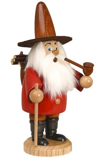 Räuchermann Wichtel Holzsammler rot