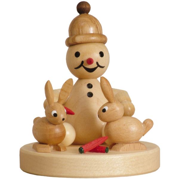 Schneemann Junior mit Hasen sitzend - Auslaufartikel