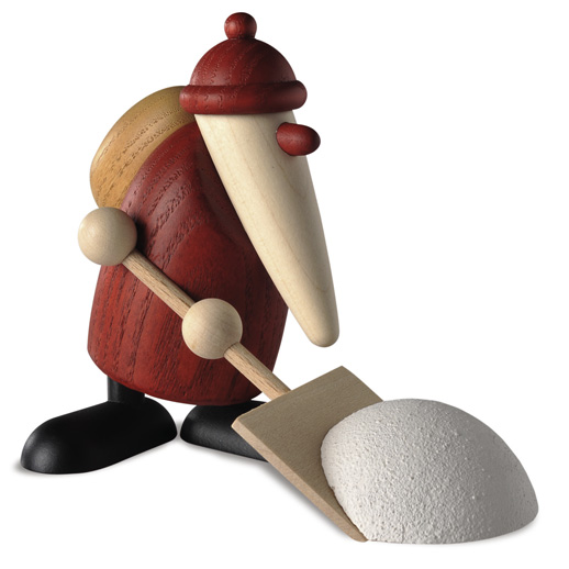 Weihnachtsmann mit Schneeschieber