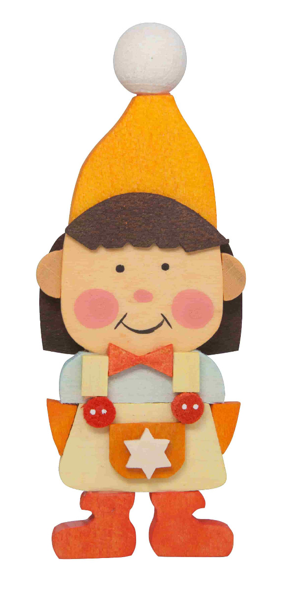 Wichtelmädchen mit braunem Haar als Baumschmuck