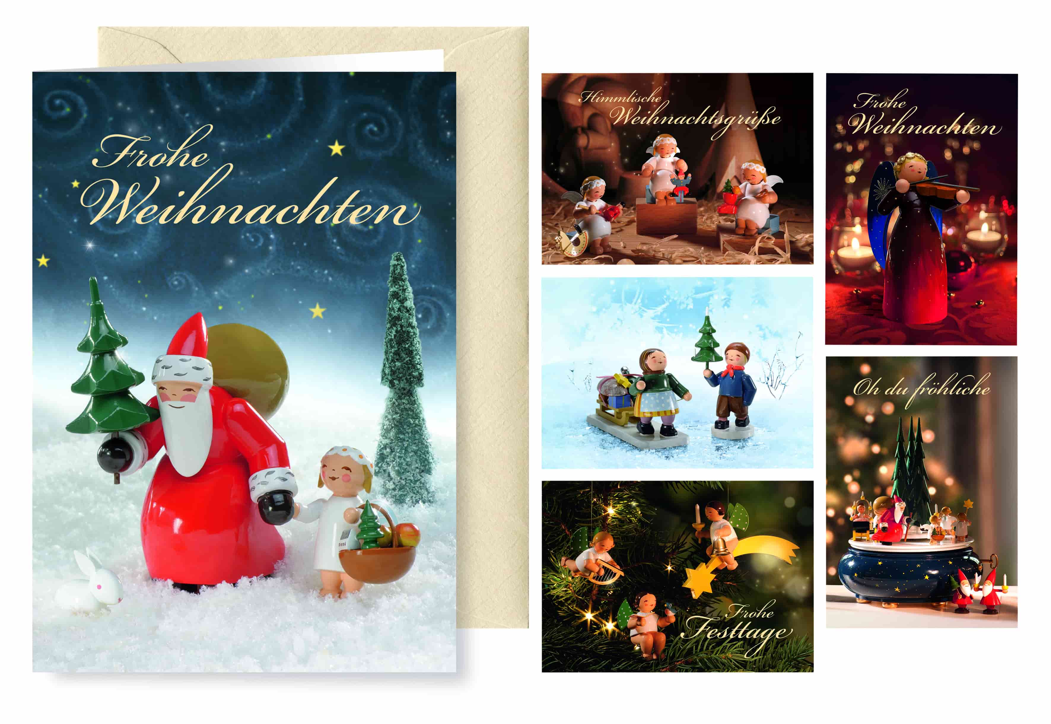 Grußkartenserie „Himmlische Weihnachtsgrüße“, mit Briefumschlägen, 6 Karten, 6 Motive