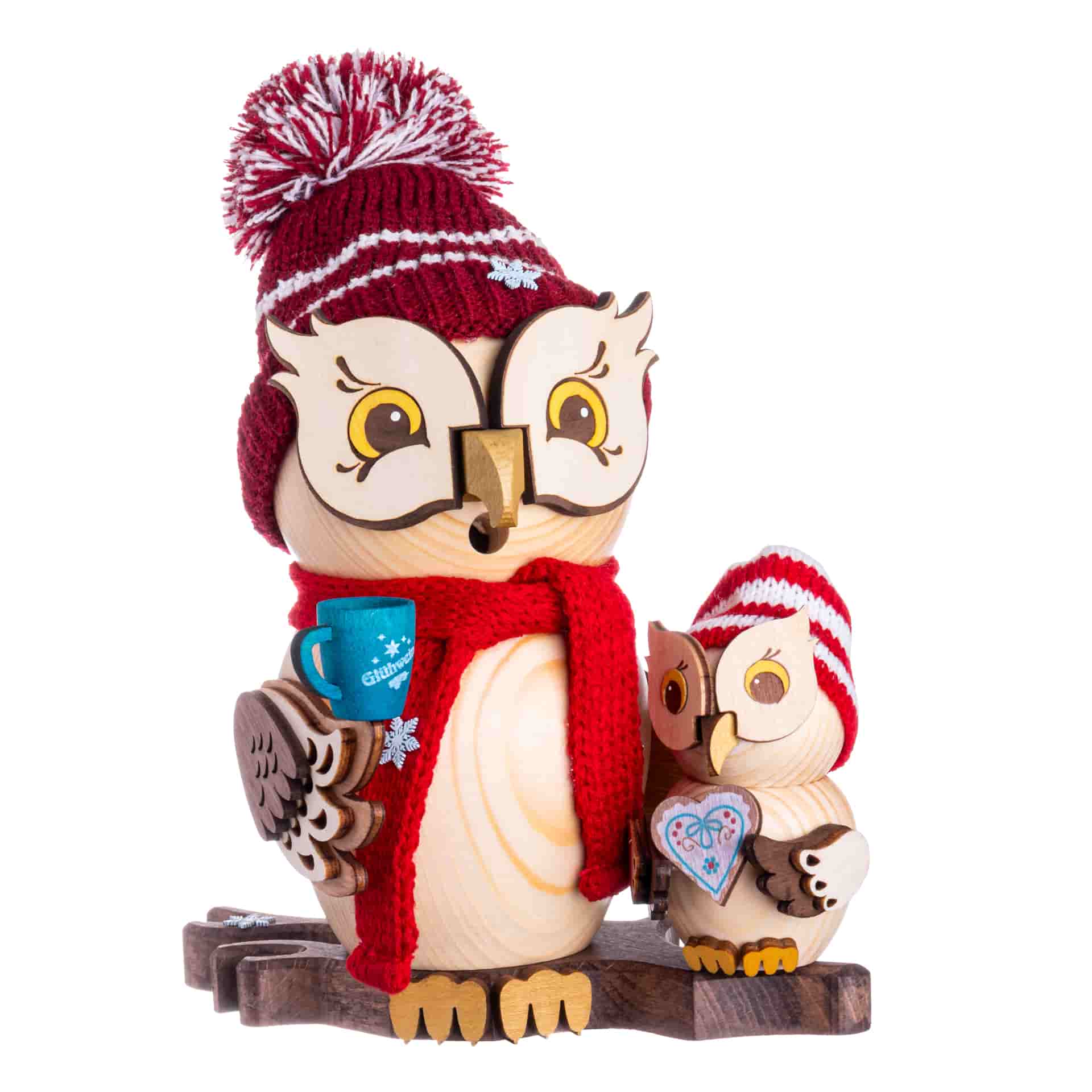 Rauchfigur Eule Weihnachtsmarktbesuch mit Kind