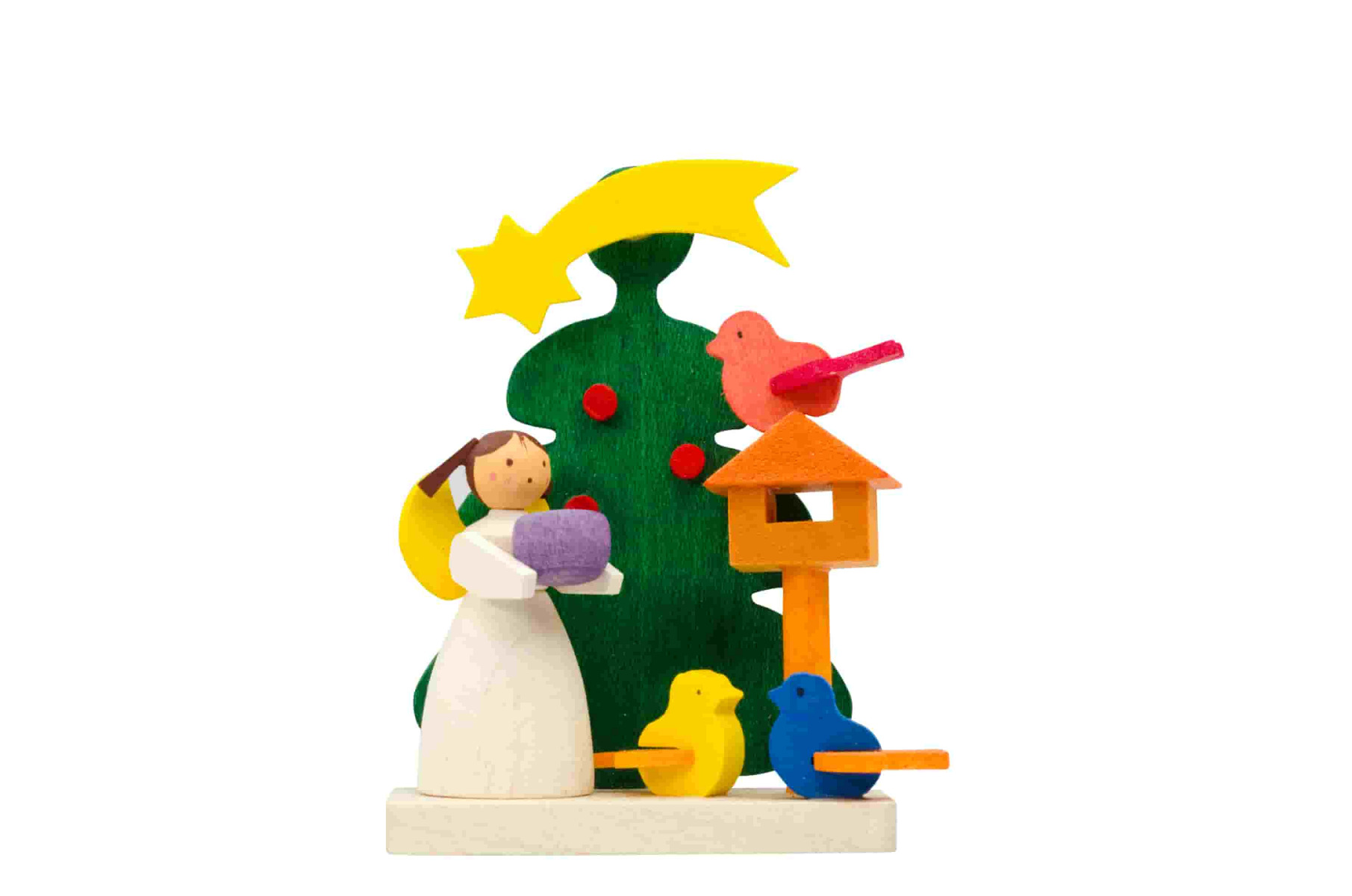 Baum-Engel mit Vogelfütterung als Baumschmuck