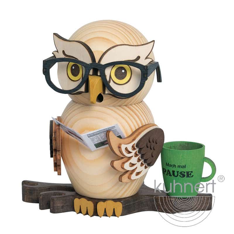 Rauchfigur Eule mit Brille