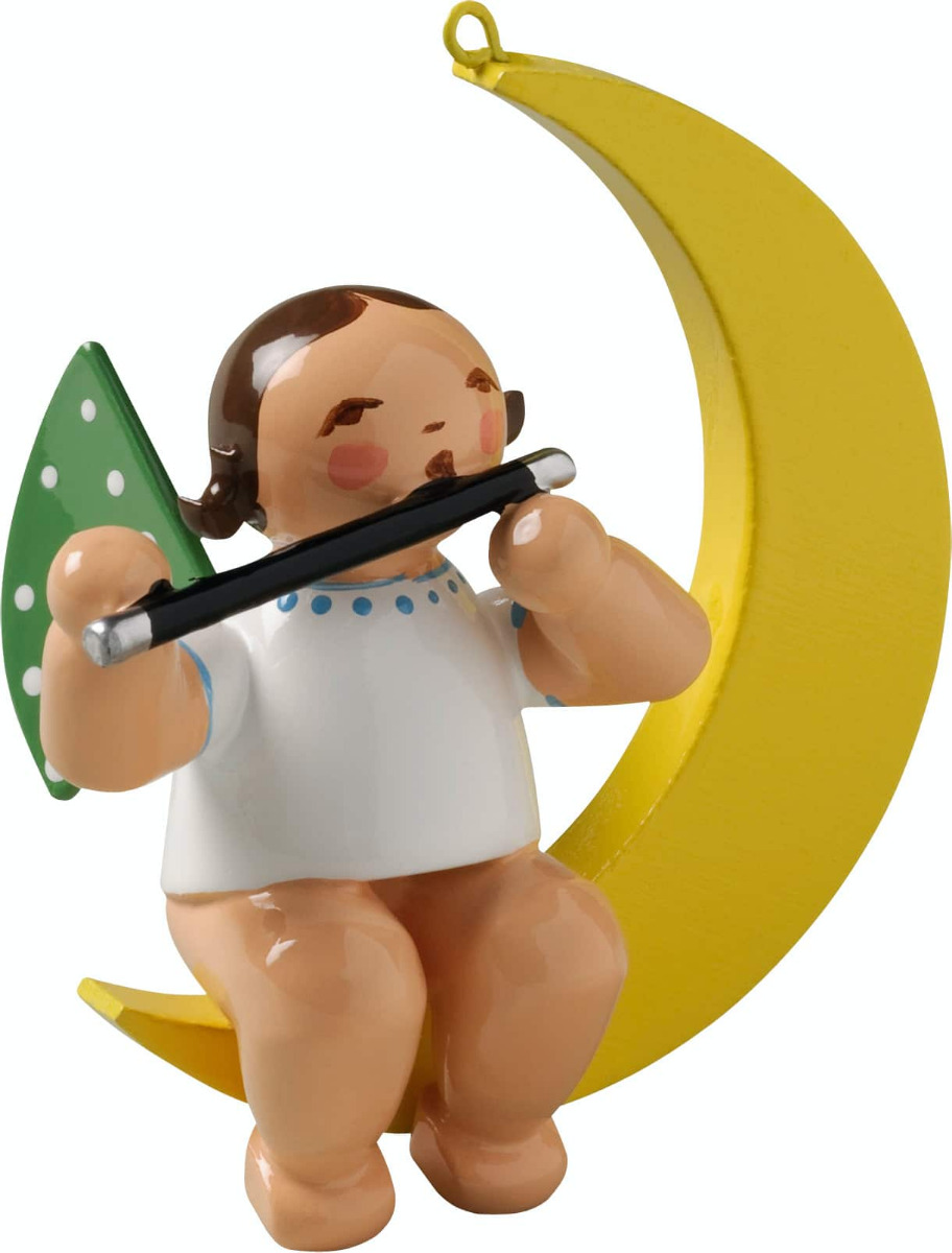 Engel mit Querflöte im Mond