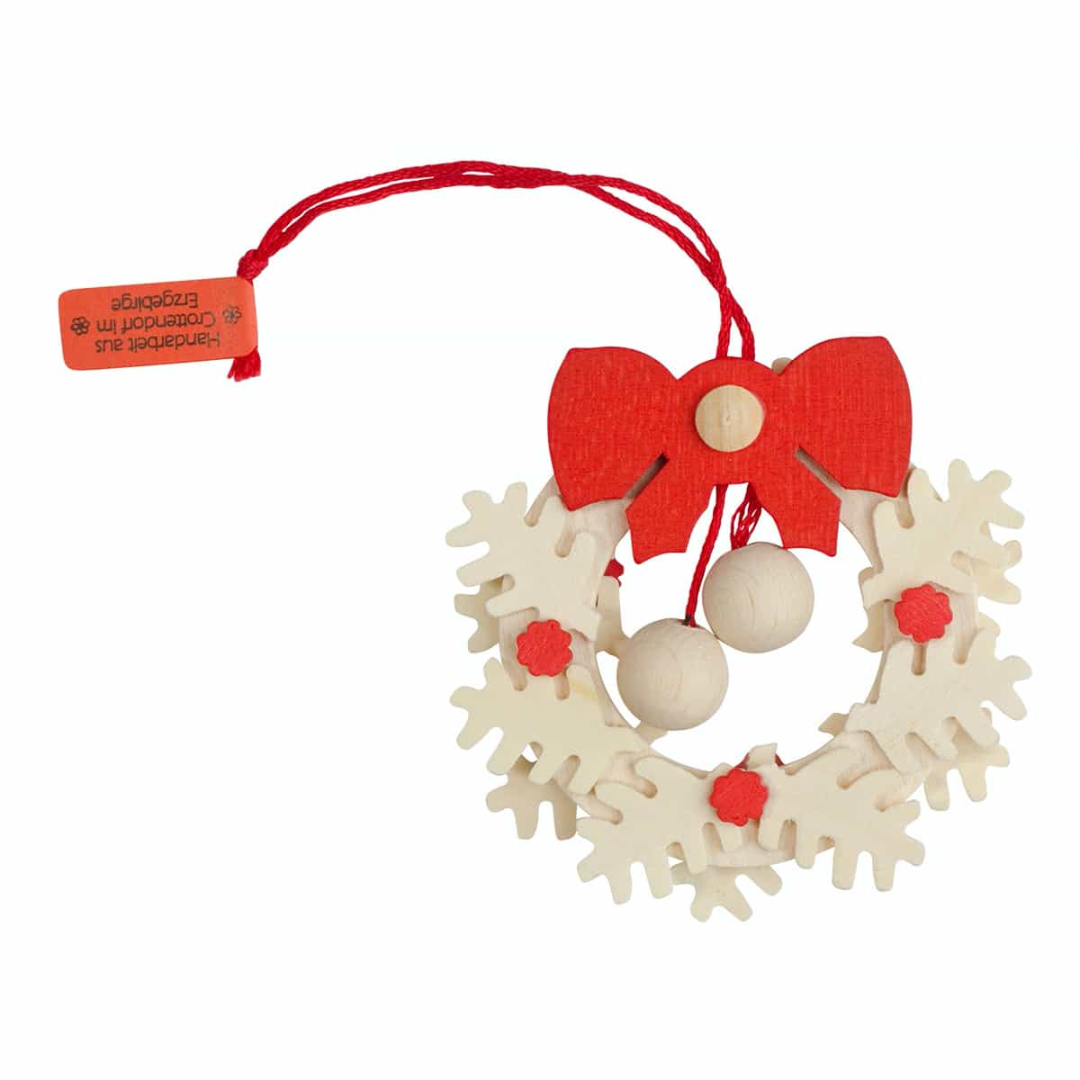 Adventskranz natur/weiße Kugel als Baumschmuck