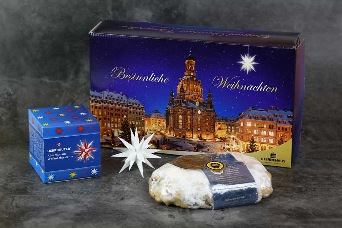 Herrnhuter Stern und Original Dresdner Christstollen® 0,5 kg