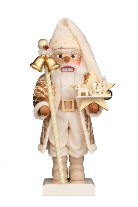 Nussknacker Weihnachtsmann weiß/gold