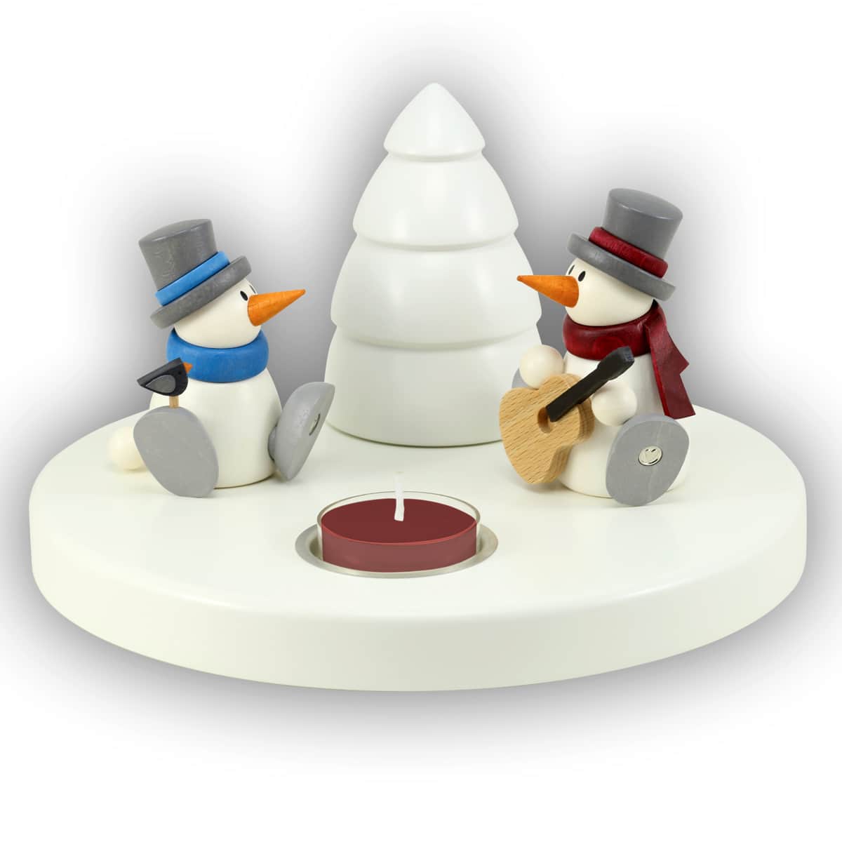 Schneemann Fritz und Otto am Lagerfeuer
