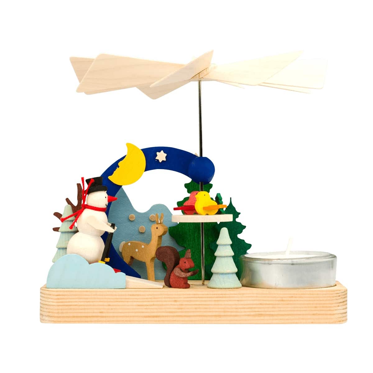 Teelichtpyramide Schneemann