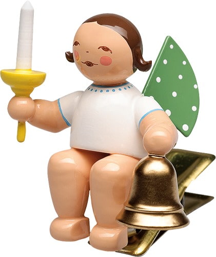 Engel mit Glocke und Kerze auf Klemme
