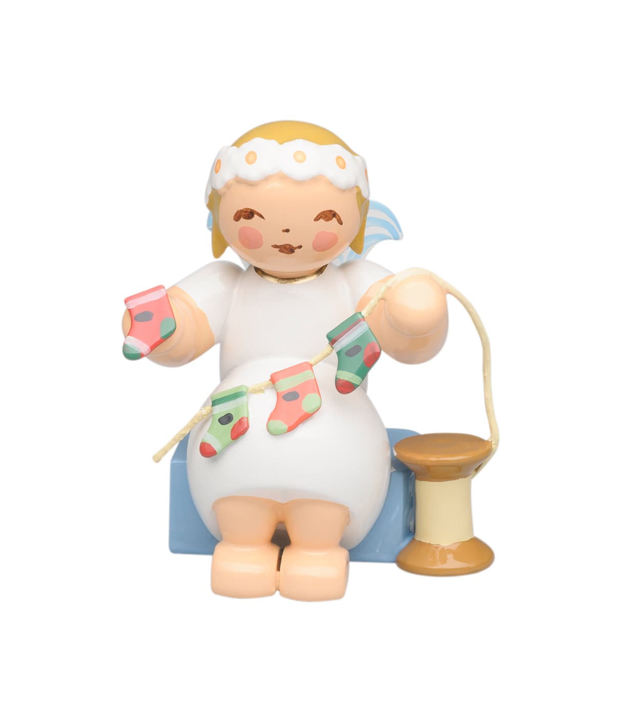 Margeritenengel sitzend mit Adventskalender