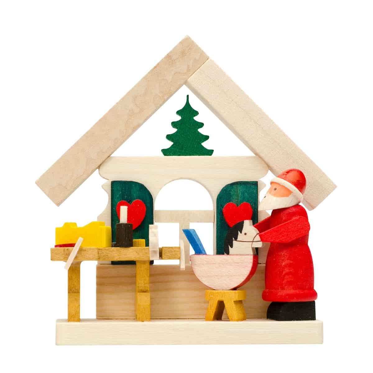Haus Weihnachtsmann als Baumschmuck mit Werkstatt