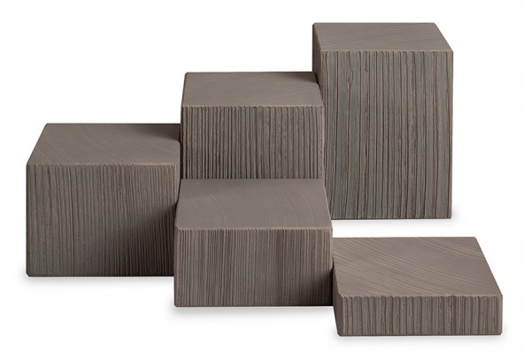 Deko-Klötze, sägerau, 5-tlg., grau