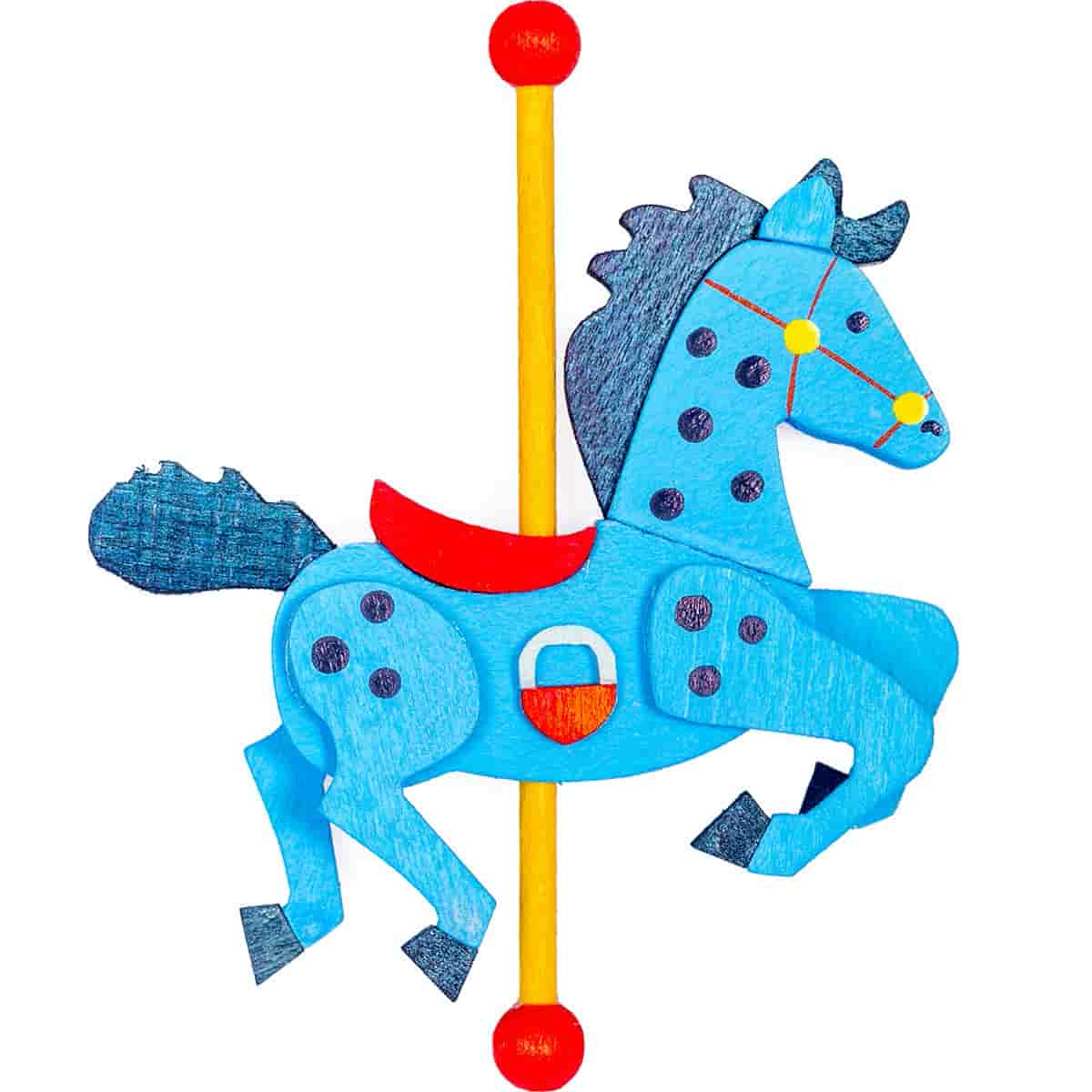 Karussellpferd als Baumschmuck blau / dunkelblau