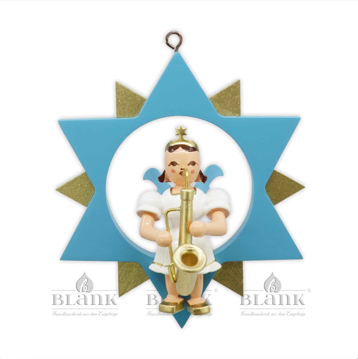 Blank - Engel im Stern farbig mit Saxophon