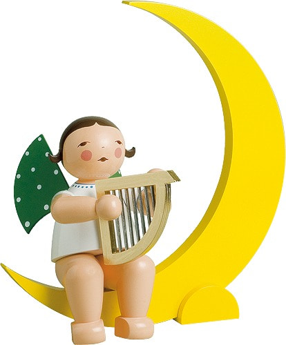 Engel mit Harfe, im Mond, groß