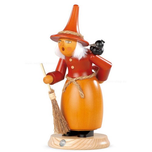 Räuchermann groß "Hexe mit Rabe und Fliegenpilz"