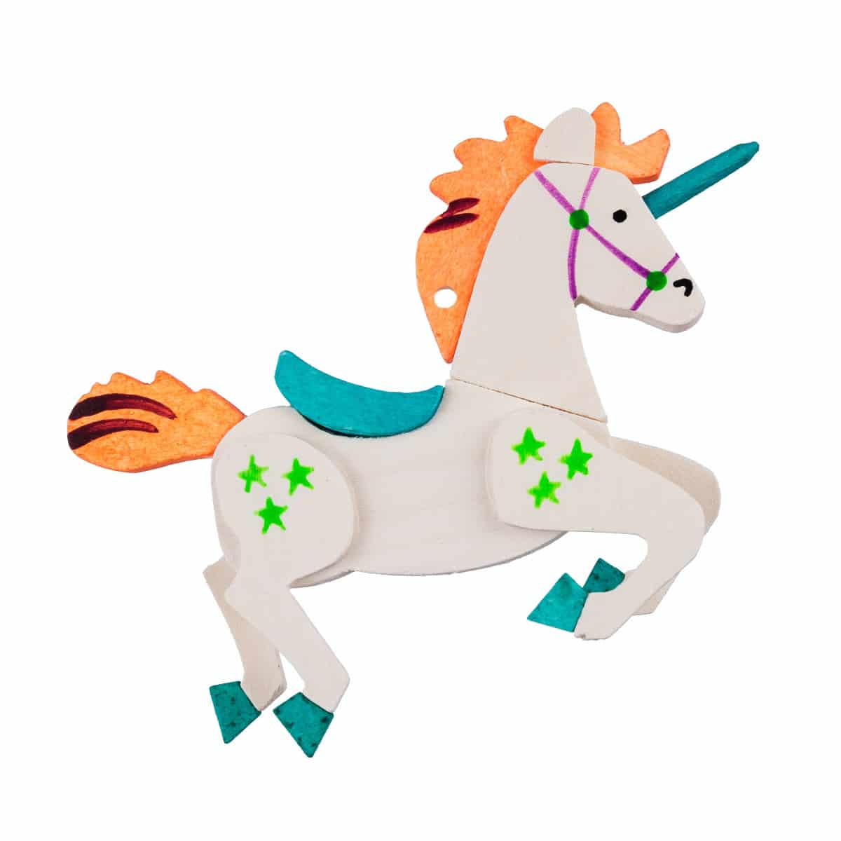 Neon-Einhorn türkis/orange als Baumschmuck
