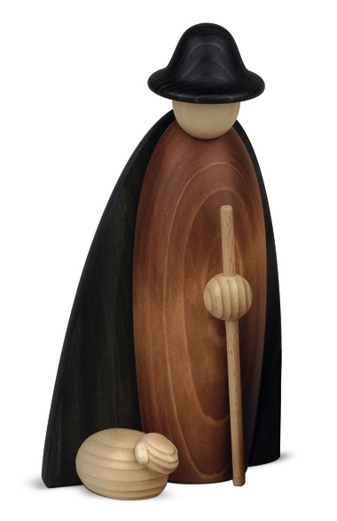 Schäfer mit Schaf im Mantel groß