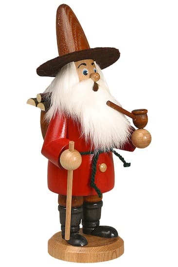 Räuchermann Wichtel Holzsammler rot