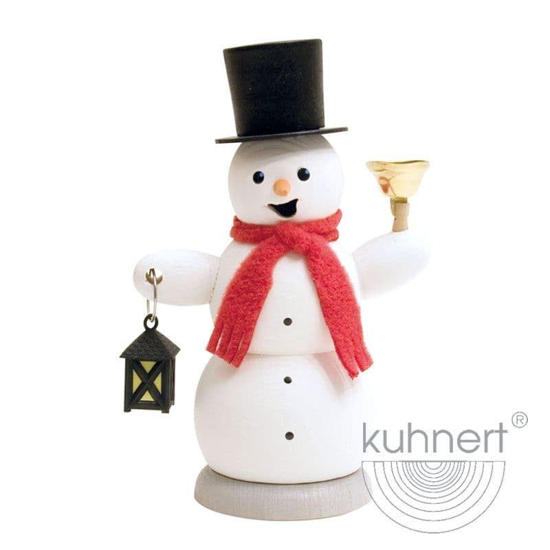 Schneemann mit Laterne und Glocke