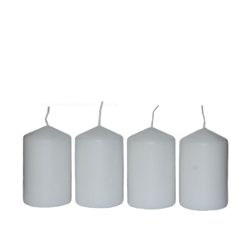 Stumpenkerzen EWA 4 Stück weiß 50x80mm
