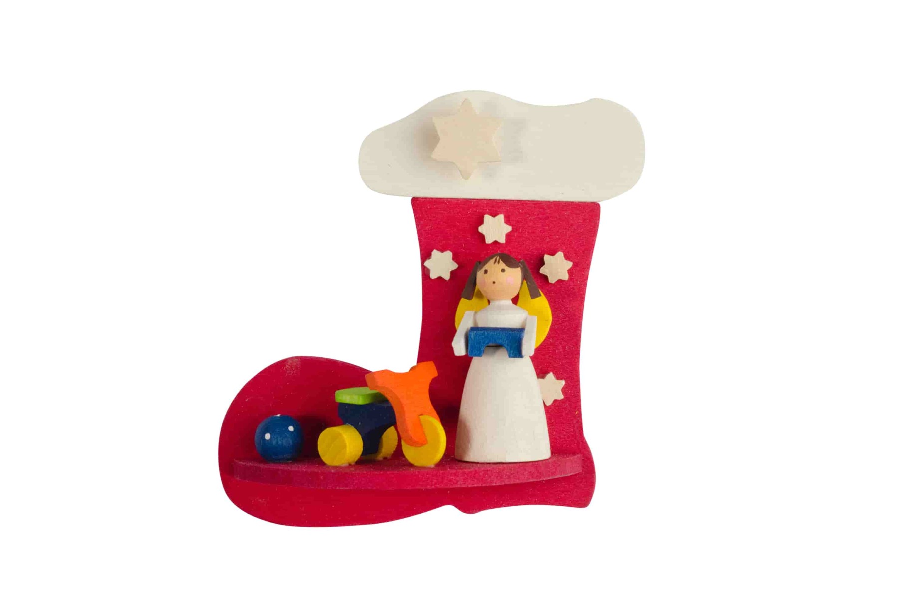 Stiefel-Engel mit Dreirad als Baumschmuck