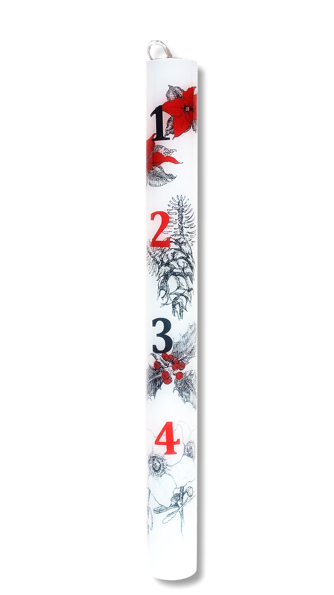 Adventskalenderkerze Blumen weiß 30x300mm