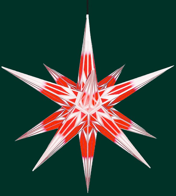 Haßlauer Weihnachtsstern für außen rot/weiß mit Silbermuster inkl. LED