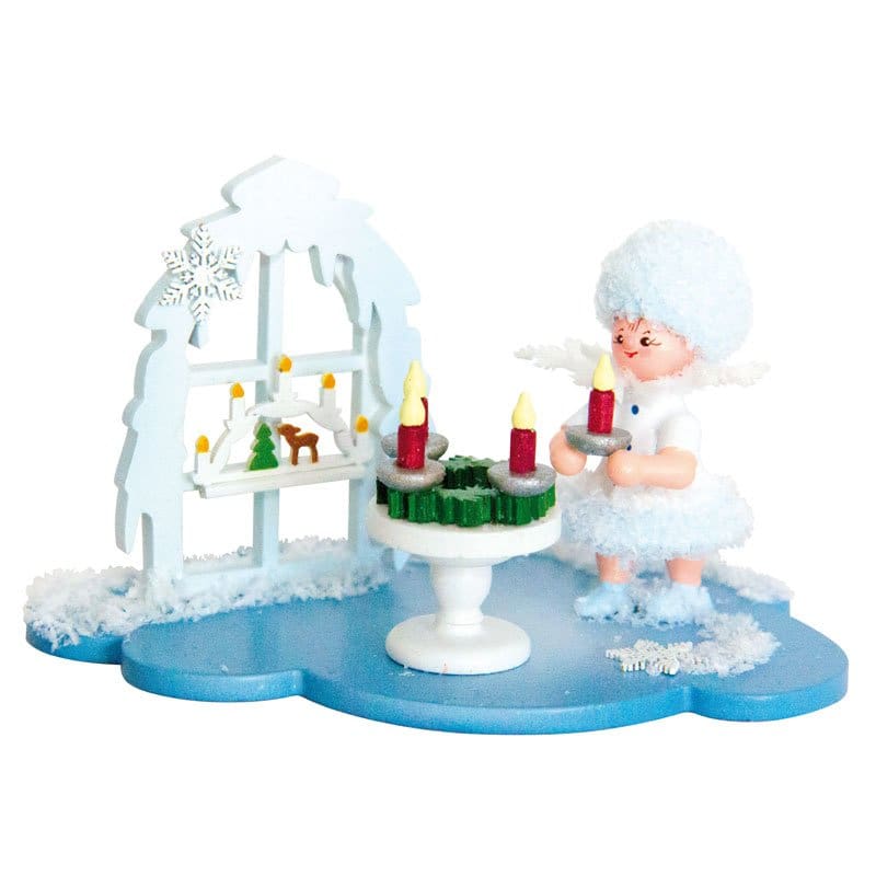 Schneeflöckchen auf Wolke mit Lichterkranz