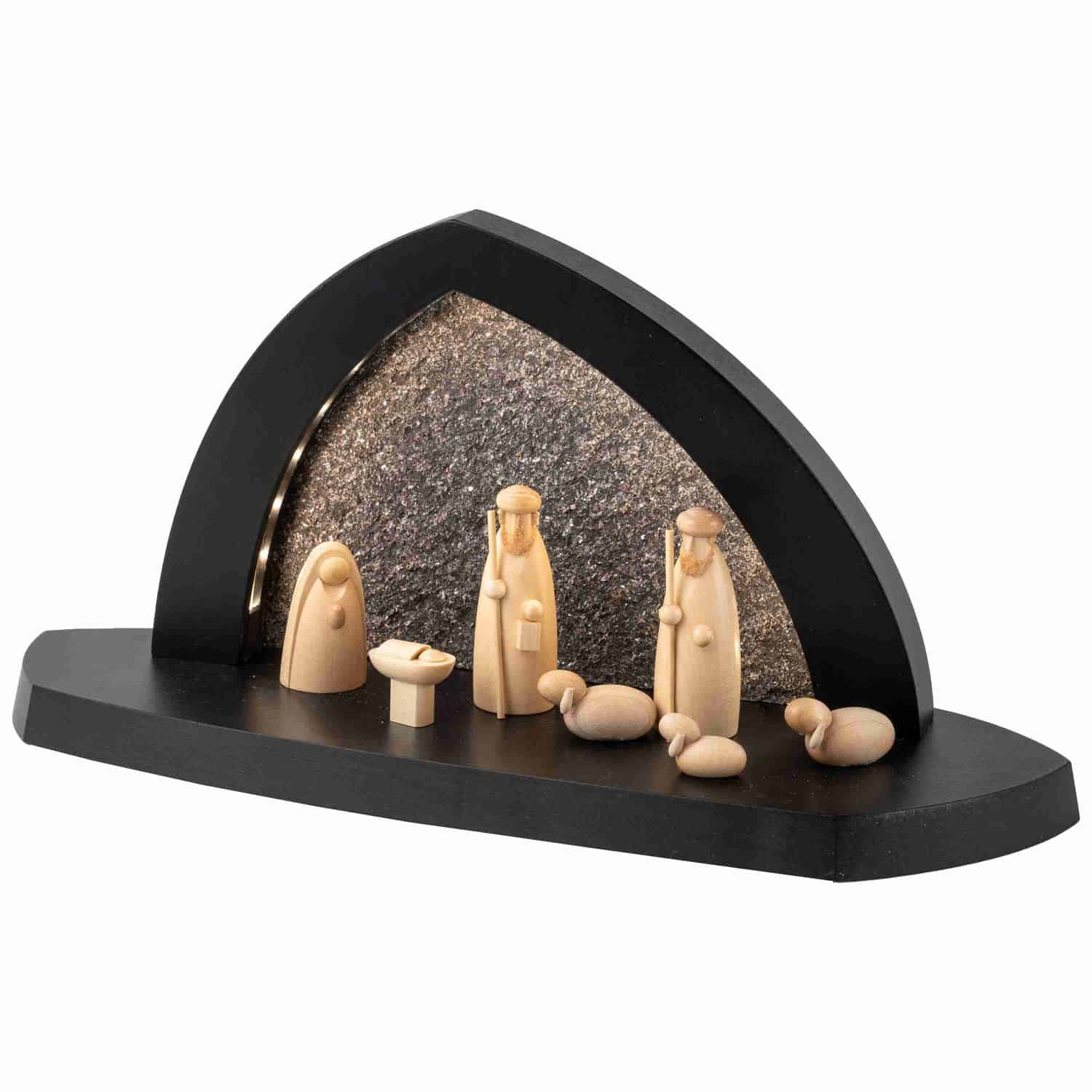 LED Gesteinsbogen mit Schalling Figuren Christi Geburt & Hirte