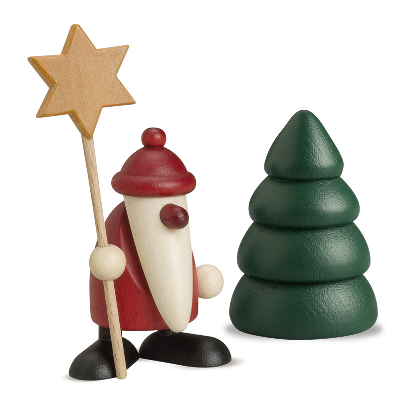 Weihnachtsmann mit Stern und Baum