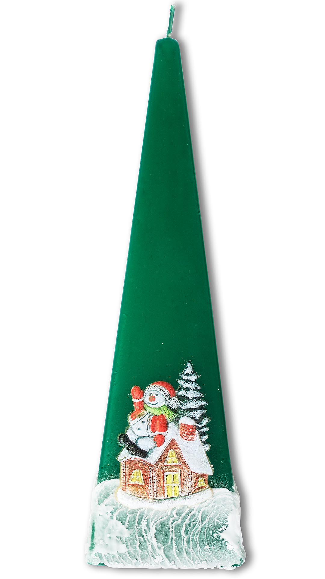 Pyramidenkerze "Schneemann" grün 70x250mm