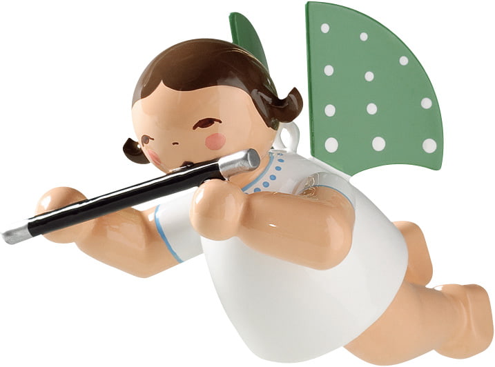 Engel mit Querflöte, schwebend