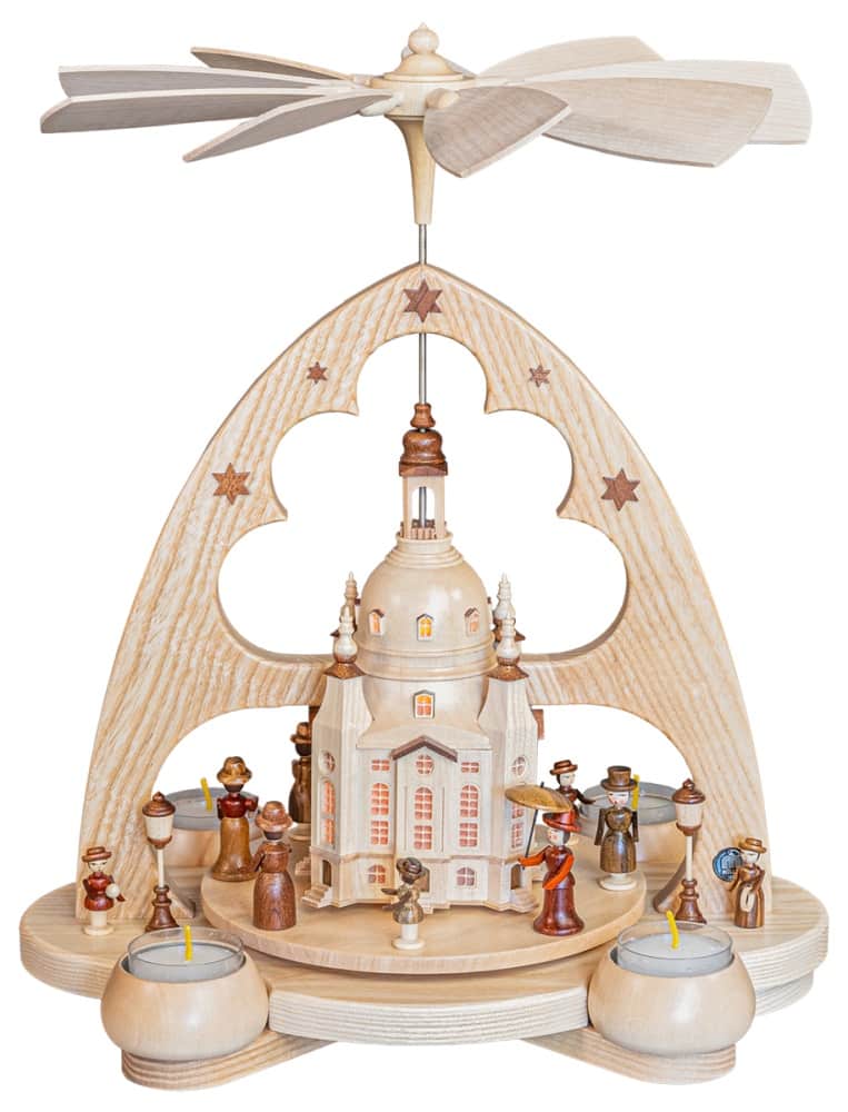 Bogenpyramide "Frauenkirche" mit LED-Beleuchtung, natur