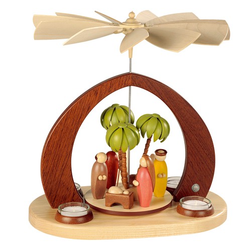 Moderne Bogenpyramide "Christi Geburt" 1-stöckig, farbig mit Teelichte