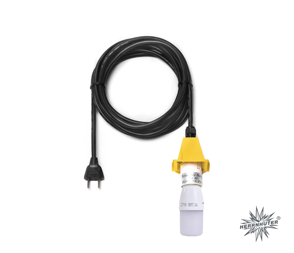 AUSLAND - 5 m Kabel für gelbe Herrnhuter Sterne aus Kunststoff (A4/A7) inkl. LED