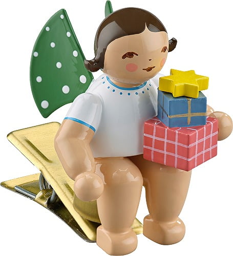 Engel mit Geschenken auf Klemme