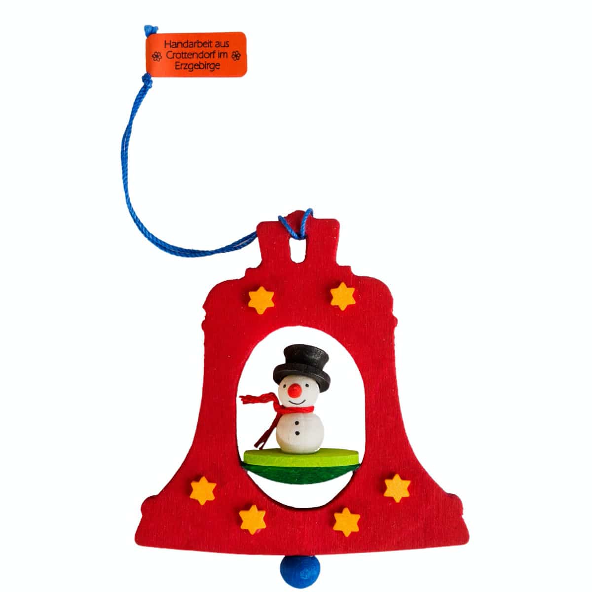 Glocke mit Schneemann als Baumschmuck