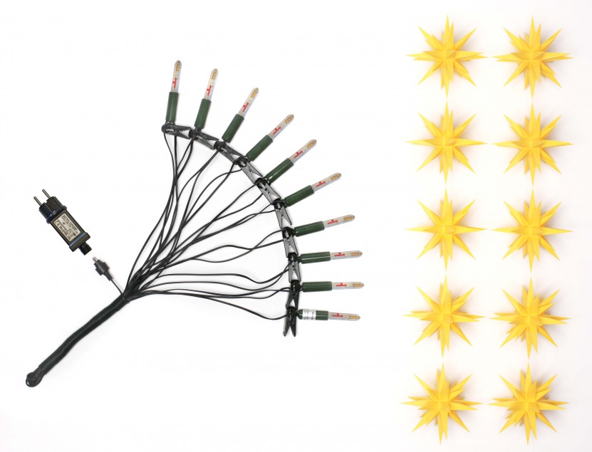 Original Herrnhuter Sternenkette für innen und außen ø ca. 13 cm gelb (A1s) inkl. LEDs