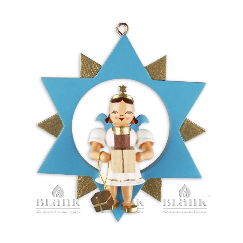 Blank - Kurzrockengel farbig im Stern mit Geschenken