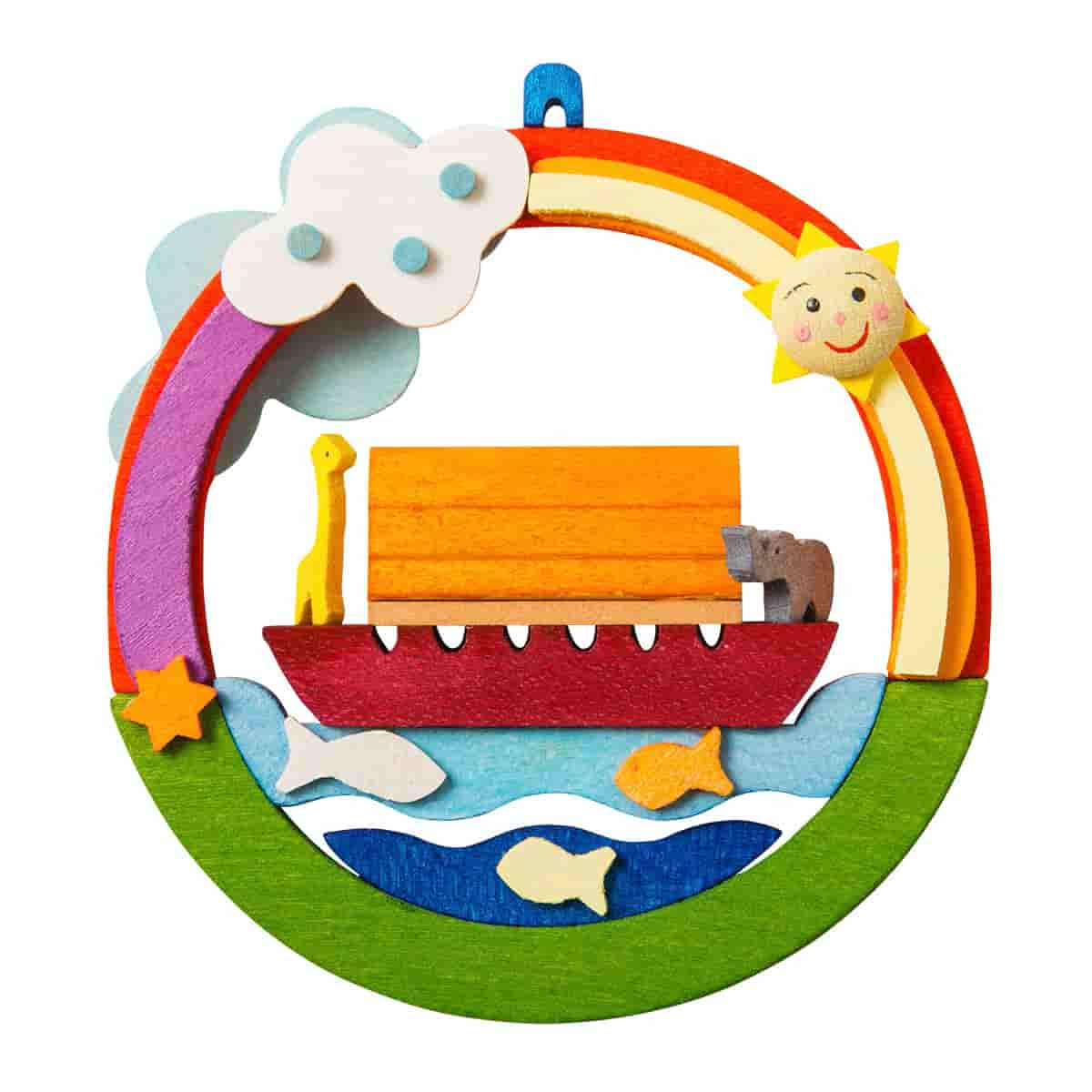 Erzgebirgische Dioramen mit Arche Noah als Baumschmuck