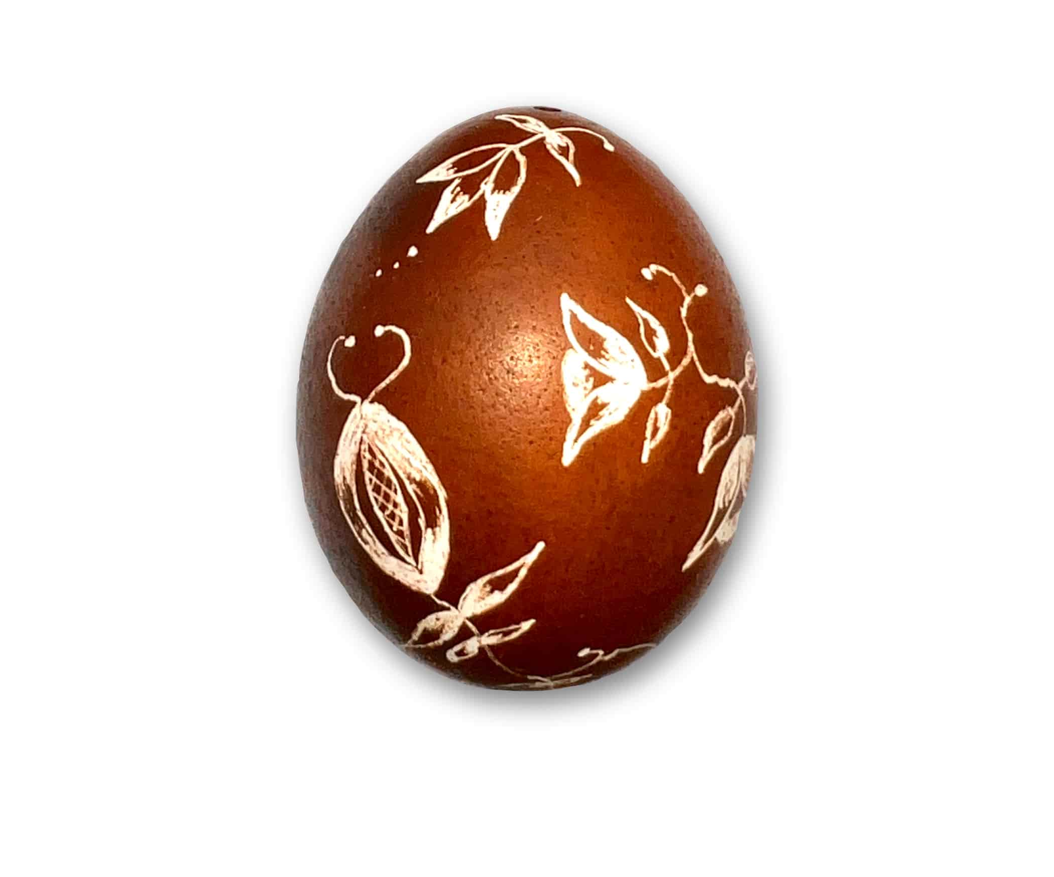 Osterei - Kratztechnik braun - florales Muster 3