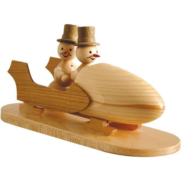 Schneemann Zweierbob mit Zylinder