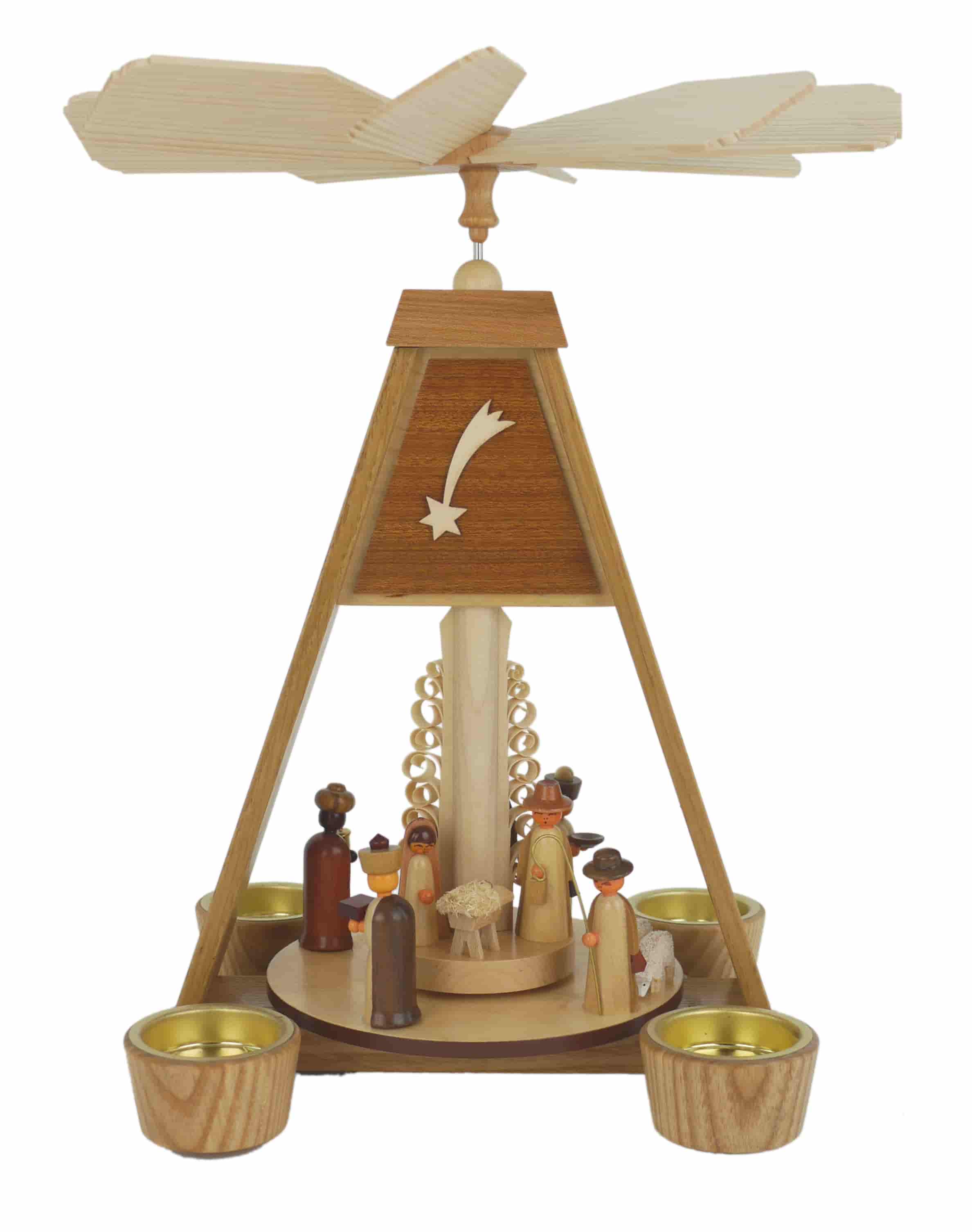 Teelichtpyramide mit Christi Geburt