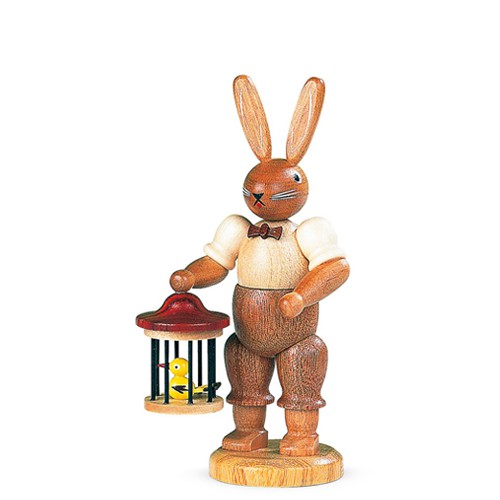 Hase mit Vogelkäfig natur klein