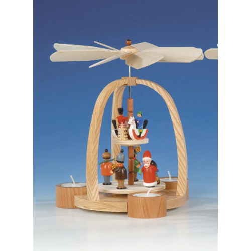 Teelichtpyramide Weihnachtsmann Reiterlein